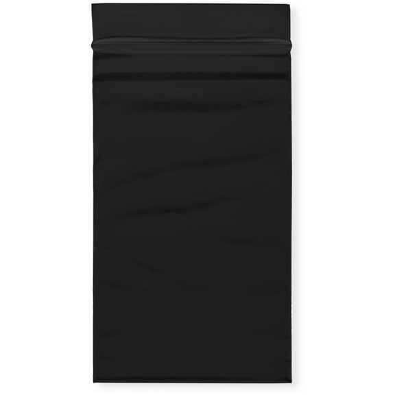 Plymor 3" x 5" (Case of 1,000), Black 2 Mil Zipper Reclosable Plastic Bags