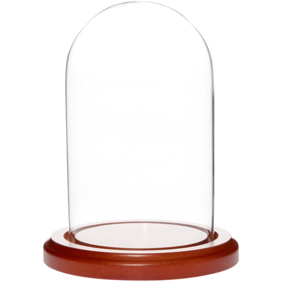 Plymor 3" x 5" Glass Display Dome Cloche (Walnut MDF Base)