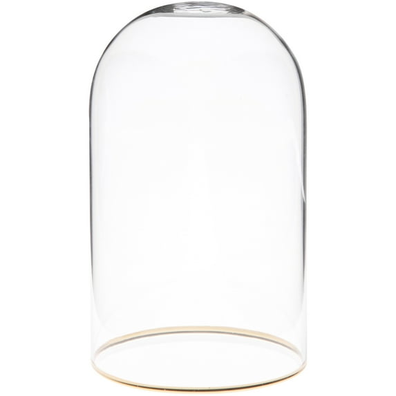 Plymor 3" x 5" Glass Display Dome Cloche with Gold Rim (no Base), Pack of 2