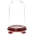 thumbnail image 1 of Plymor 4.5" x 8" Glass Display Dome Cloche (Red Wood Veneer Footed Base), 1 of 1