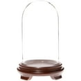 thumbnail image 1 of Plymor 4.5" x 8" Glass Display Dome Cloche (Walnut Wood Veneer Footed Base), 1 of 1