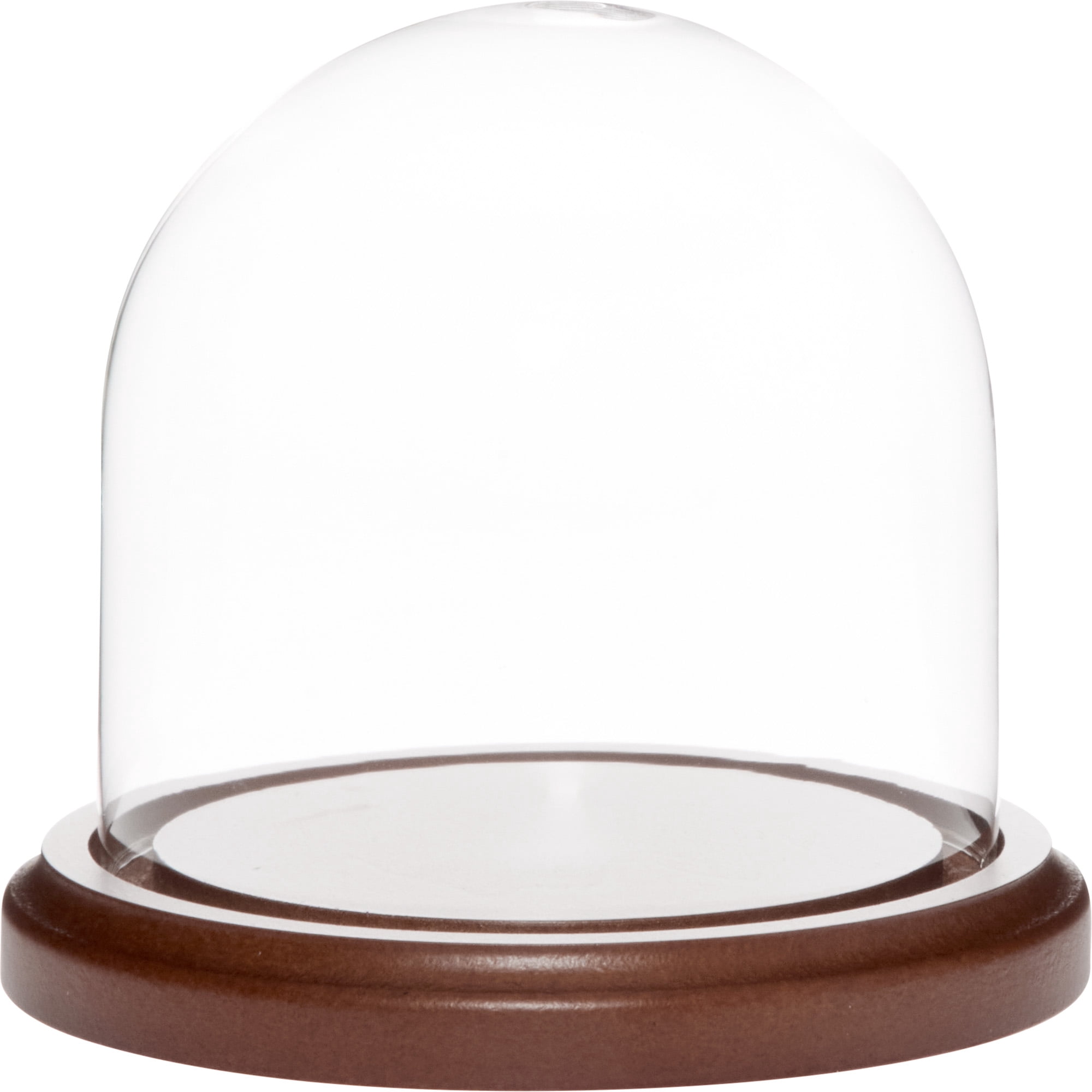 Plymor 4 inch x 4 inch Glass Display Dome Cloche (Dark Wood Base ...