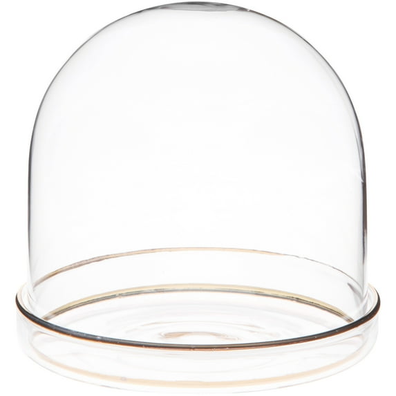 Plymor 4" x 4" Glass Display Dome Cloche with Gold Rim (Gold Rim Glass Tray Base), Pack of 12