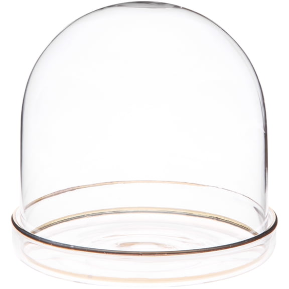 Plymor 4" x 4" Glass Display Dome Cloche with Gold Rim (Gold Rim Glass Tray Base)
