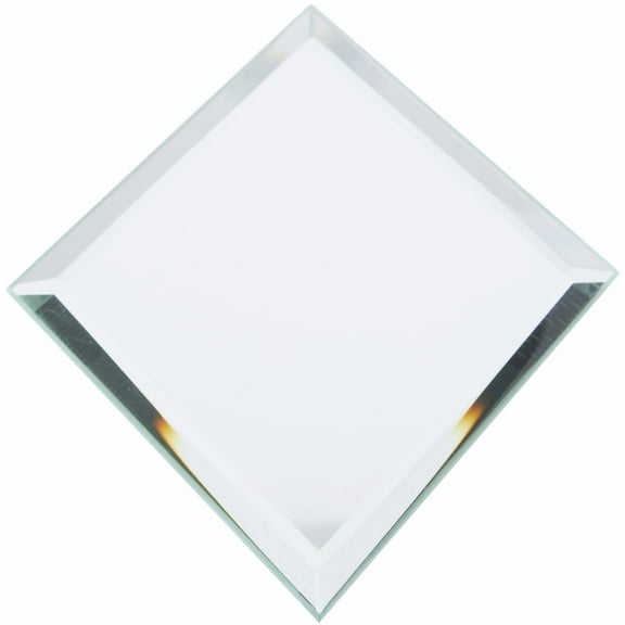 Plymor 4" x 6" Diamond-Shaped, 3mm Thick Beveled Glass Mirror, Pack of 2