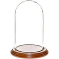thumbnail image 1 of Plymor 4" x 7" Small Glass Display Dome Cloche (Walnut Veneer Base), 1 of 4