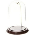 thumbnail image 1 of Plymor 4" x 7" Watch / Ornament Glass Display Dome Cloche (Dark Mahogany Veneer Base & Gold Wire), 1 of 1