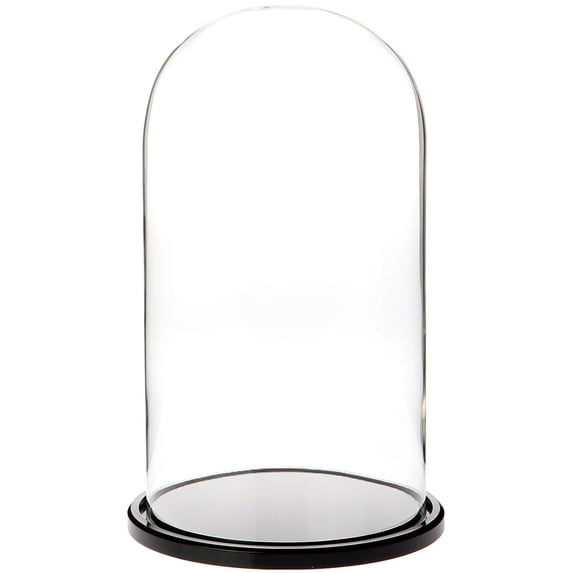 Plymor 5.5" x 10" Glass Display Dome Cloche (Black Acrylic Base)