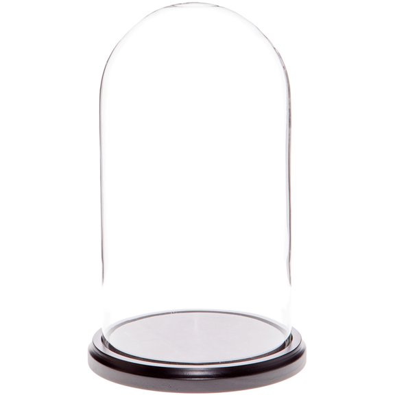 Plymor 5.5" x 10" Glass Display Dome Cloche (Black MDF Wood Base)