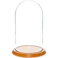 thumbnail image 1 of Plymor 5.5" x 10" Glass Display Dome Cloche (Oak Veneer Base), 1 of 3