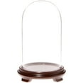 thumbnail image 1 of Plymor 5.5" x 10" Glass Display Dome Cloche (Walnut Wood Veneer Footed Base), 1 of 3