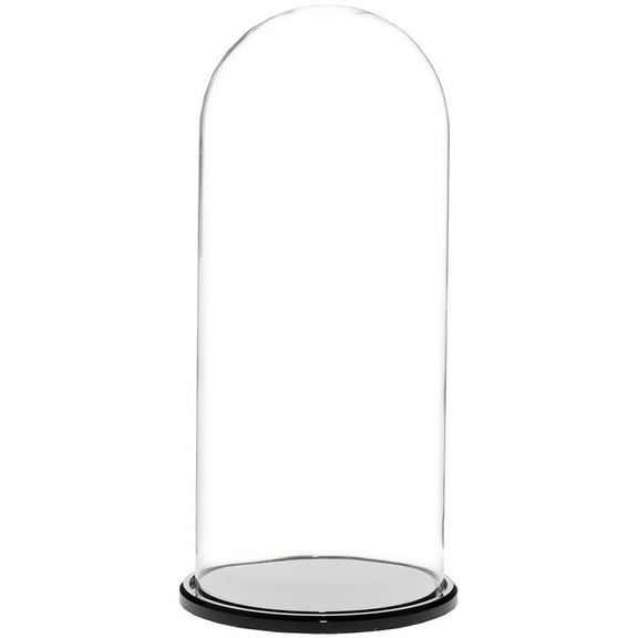 Plymor 5.5" x 13" Glass Display Dome Cloche (Black Acrylic Base)