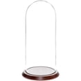 thumbnail image 1 of Plymor 5.5" x 13" Glass Display Dome Cloche (Dark Mahogany Veneer Base), 1 of 2