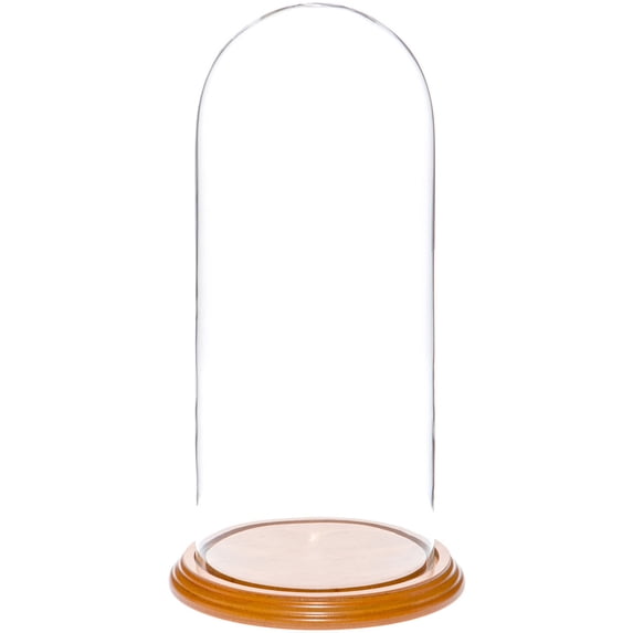 Plymor 5.5" x 13" Glass Display Dome Cloche (Oak Veneer Base)