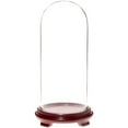 thumbnail image 1 of Plymor 5.5" x 13" Glass Display Dome Cloche (Red Wood Veneer Footed Base), 1 of 2