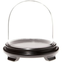 Plymor 5.5" x 5.5" Glass Display Dome Cloche (Black Wood Veneer Footed Base)