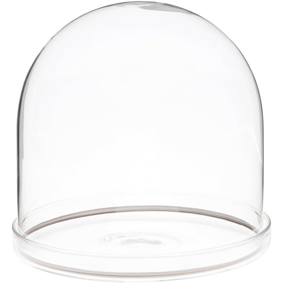 Plymor 5.5" x 5.5" Glass Display Dome Cloche with Silver Rim (Clear Glass Tray Base)