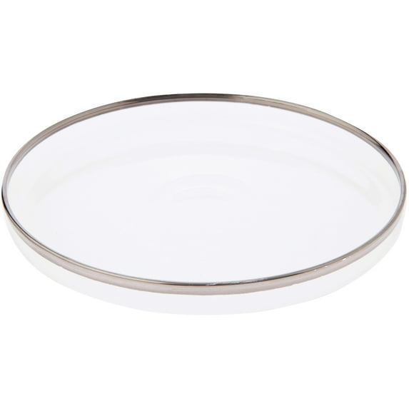 Plymor 5.5" x 5.5" Round Glass Display Tray (Silver Rim), Pack of 12