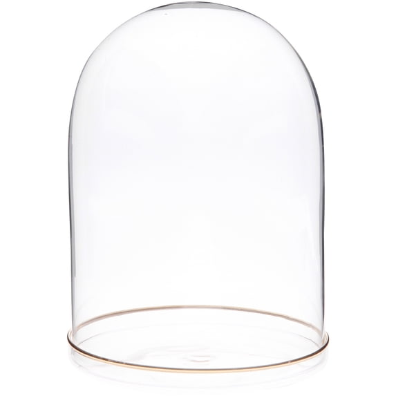 Plymor 5.5" x 8" Glass Display Dome Cloche (Gold Rim Glass Tray Base), Pack of 6
