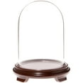 thumbnail image 1 of Plymor 5.5" x 8" Glass Display Dome Cloche (Walnut Wood Veneer Footed Base), 1 of 1