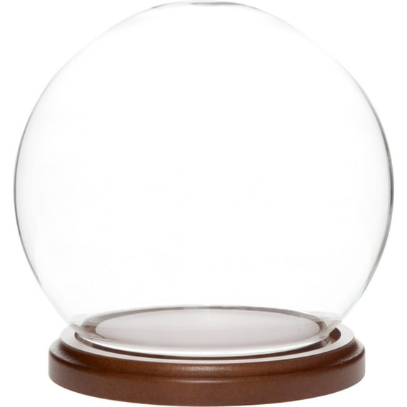 Plymor 5 inch x 6 inch Glass Display Dome Globe Cloche (Dark Wood Base), Pack of 12