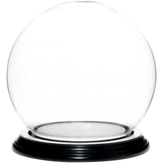 Plymor 5" x 6" Glass Display Dome Globe Cloche (Black Wood Veneer Base), Pack of 2