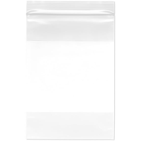 Plymor 5" x 7" (Case of 2,000), 4 Mil with White-Block Heavy Duty Plastic Reclosable Zipper Bags