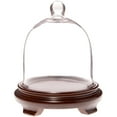 thumbnail image 1 of Plymor 6" x 7" Bell Jar Glass Display Dome Cloche, Walnut Wood Veneer Footed Base (Interior size 5.75" x 5.75"), 1 of 2