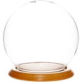 thumbnail image 1 of Plymor 6" x 7" Glass Display Dome Globe Cloche (Oak Veneer Base), 1 of 2