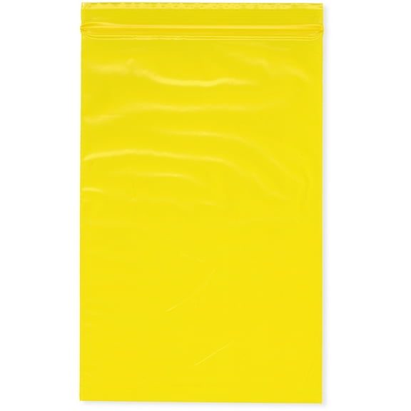 Plymor 6" x 9" (Pack of 100), Yellow 2 Mil Zipper Reclosable Plastic Bags