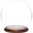 thumbnail image 1 of Plymor 7.5 inch x 8.5 inch Glass Display Dome Globe Cloche (Dark Wood Base), Pack of 4, 1 of 3