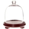 thumbnail image 1 of Plymor 7.875" x 9.5" Bell Jar Glass Display Dome Cloche, Red Wood Veneer Footed Base (Interior size 7.5" x 7.5"), 1 of 1