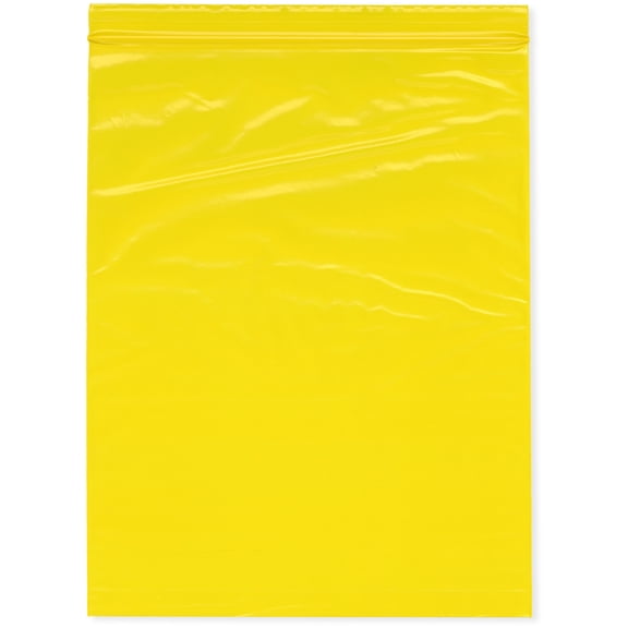 Plymor 8" x 10" (Pack of 100), Yellow 2 Mil Zipper Reclosable Plastic Bags