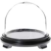 Plymor 8" x 6.5" Glass Display Dome Cloche (Black Wood Veneer Footed Base)