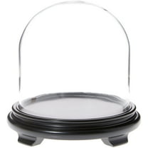 Plymor 8" x 8" Glass Display Dome Cloche (Black Wood Veneer Footed Base)