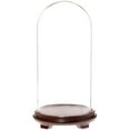 thumbnail image 1 of Plymor 9.75" x 20" Glass Display Dome Cloche (Walnut Wood Veneer Footed Base), 1 of 1