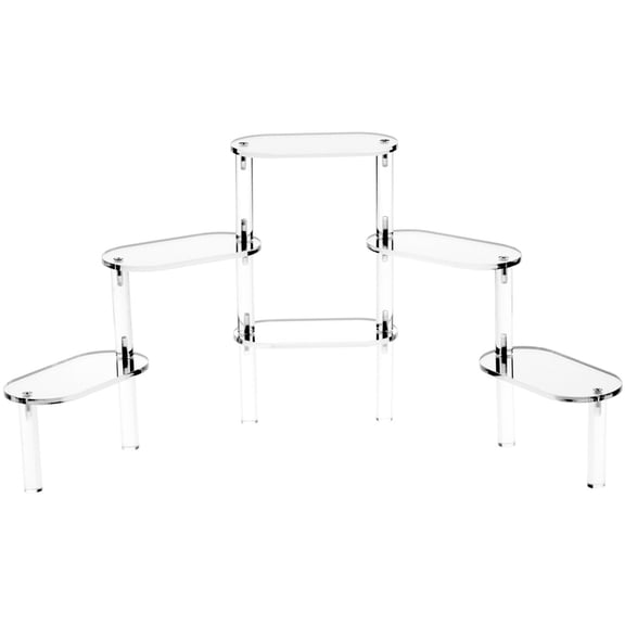 Plymor Acrylic Oval 6-Platform Multi-Item Display Riser (Mirrored), 10.25" H x 26" W
