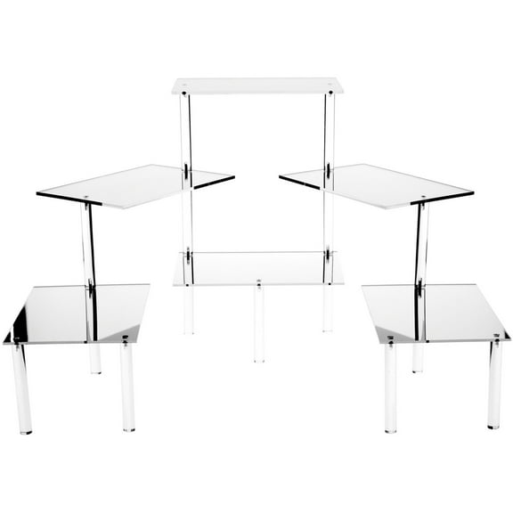 Plymor Acrylic Rectangular 6-Platform Multi-Item Display Riser (Mirrored), 18.75" H x 54" W