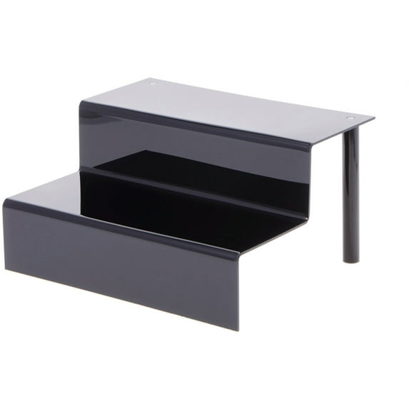 Plymor Black Acrylic 2-Step Display Stairs, 6.25" H x 12" W x 10.25" D (3 Pack)