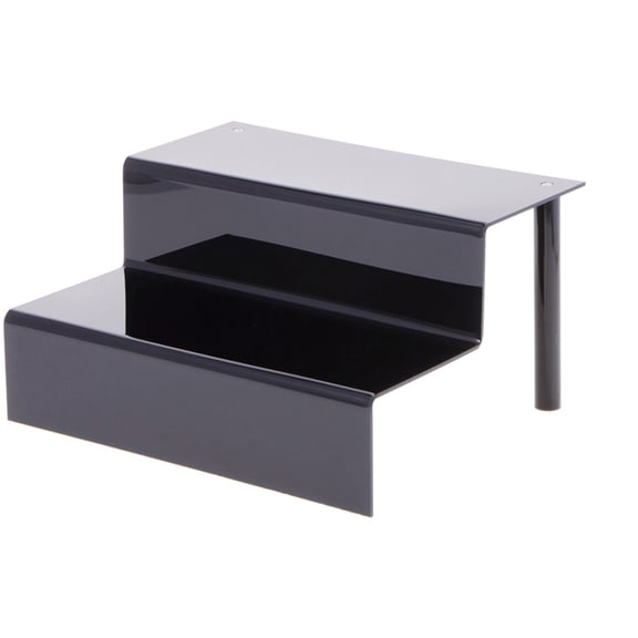 Plymor Black Acrylic 2-Step Display Stairs, 6.25" H x 12" W x 10.25" D (3 Pack)