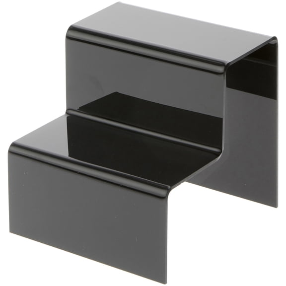 Plymor Black Acrylic 2-Step Solid Back Display Stairs, 6.125" H x 6" W x 6.75" D