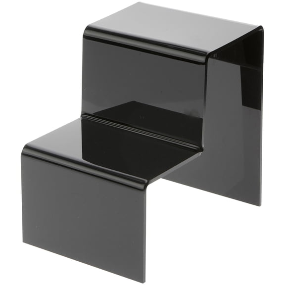 Plymor Black Acrylic 2-Step Solid Back Display Stairs, 8.25" H x 6" W x 8.75" D (3 Pack)