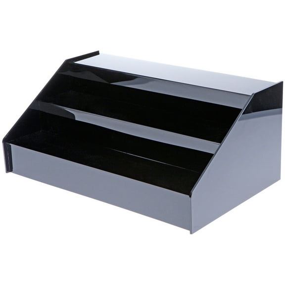 Plymor Black Acrylic 3-Step Open Front Display Stairs, 11" H x 18.5" W x 7.75" D