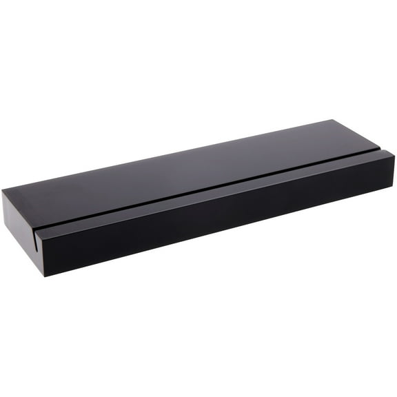 Plymor Black Acrylic Block with Sign Display Holder Slot, 5" W x 1.5" D x .5" H (2 Pack)