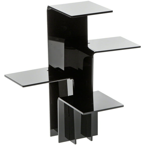 Plymor Black Acrylic Quick Connect 4-Shelf Display Riser, 12.375" H x 12.25" W x 12.25" D