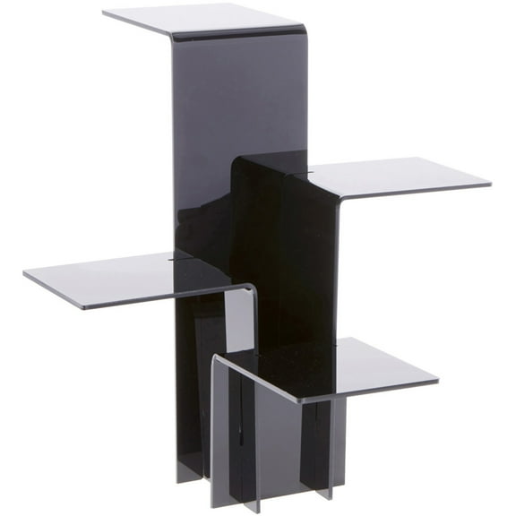 Plymor Black Acrylic Quick Connect 4-Shelf Display Riser, 15.375" H x 15.25" W x 15.25" D