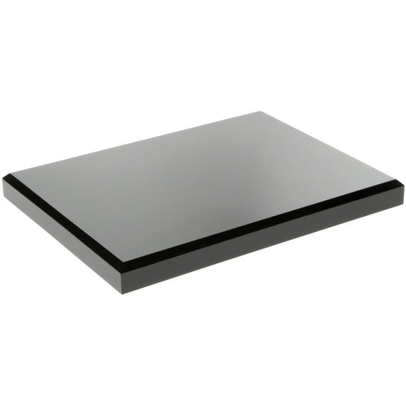 Plymor Black Acrylic Rectangular Beveled Display Base, 8" W x 6" D x 0.75" H, Pack of 6