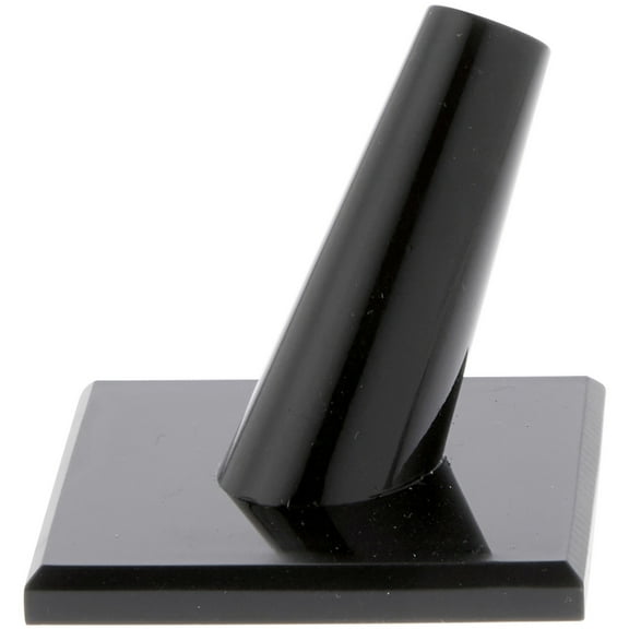 Plymor Black Acrylic Ring Finger Display, Single on Square Base, 2" W x 2" D x 1.75" H (3 Pack)