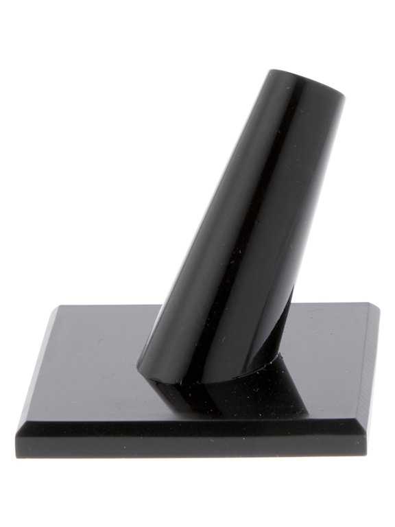 Black Acrylic Ring Finger Display, Single on Square Base, 2" W x 2" D x 1.75" H