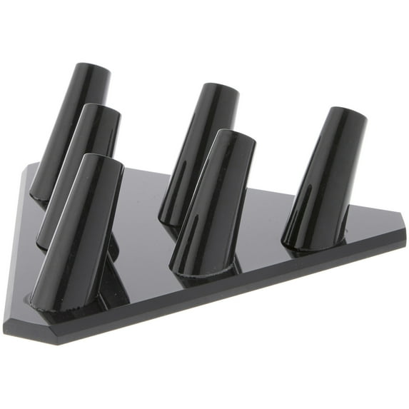 Plymor Black Acrylic Ring Finger Display, Six, 5.5" W x 5" D x 1.75" H (2 Pack)